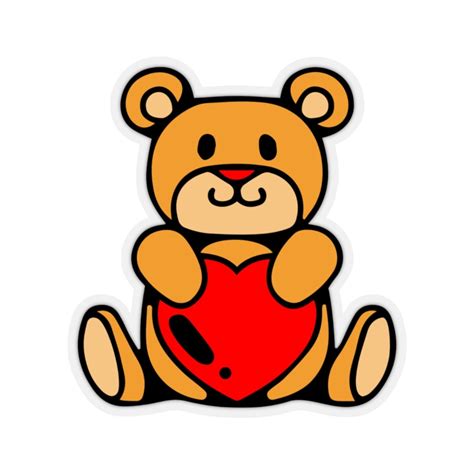 Cute Teddy Bear Holding A Red Heart Laptop Sticker T Etsy