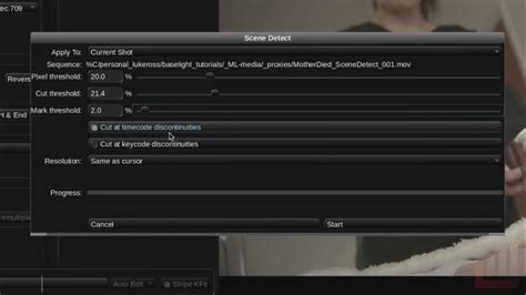 Learning Baselight Look 6 The Scene Detect Tool Youtube