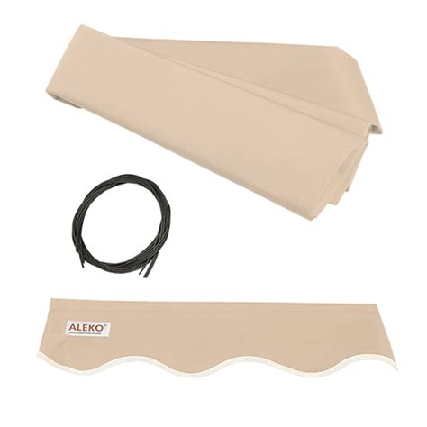 Aleko Retractable Awning 16x10 Feet Fabric Replacement Beige Color
