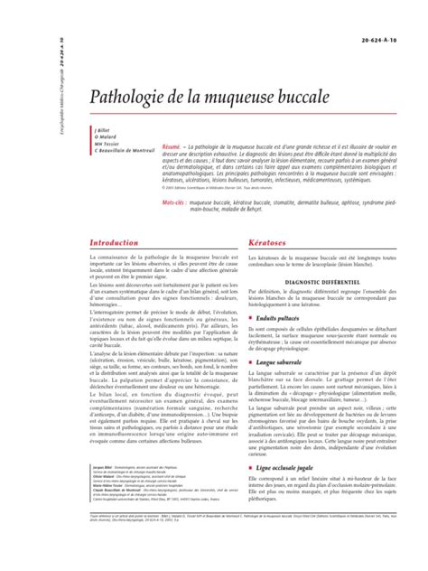 Pathologie De La Muqueuse Buccale Pdf Herpès Sciences De La Santé