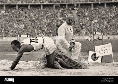 1936 Olympic Games Berlin Jesse Owens In His Record Breaking Long