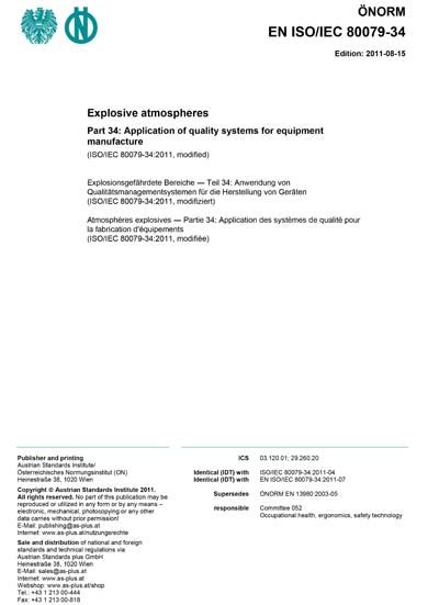 ONORM EN ISO IEC 80079 34 2011 Explosive Atmospheres Part 34