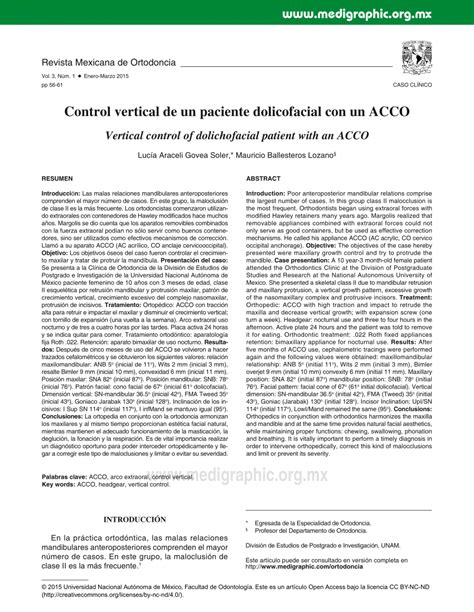 Pdf Control Vertical De Un Paciente Dolicofacial Con Un Acco