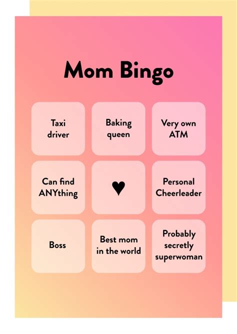 Mom Bingo Mothers Day Cards 👩 ️ Send Real Postcards Online