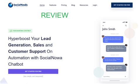 Build Ig And Fb Chatbots Socialnowa Review Features Pricing