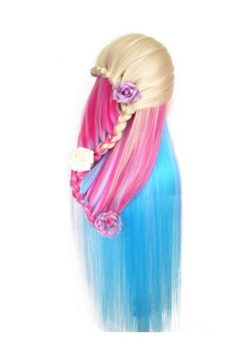 Colorful Hair Styling Hairdressing Head 65cm Hair Mannequin Heads