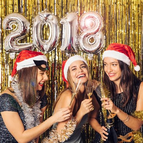 Free Photo New Year Celebration With Girls Having A Party
