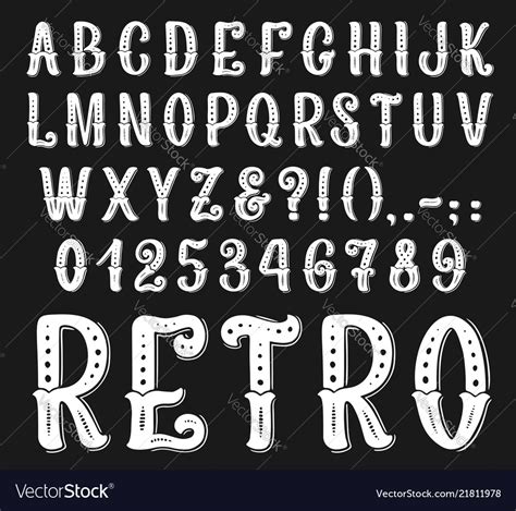 Vintage Retro Font Letters And Numbers Royalty Free Vector
