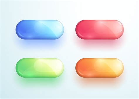 Premium Vector Glossy Pill Button Shape Vector Elements Set