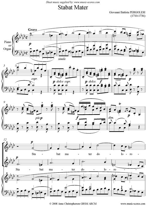 Pergolesi Stabat Mater 01 Choir Sa Classical Sheet Music