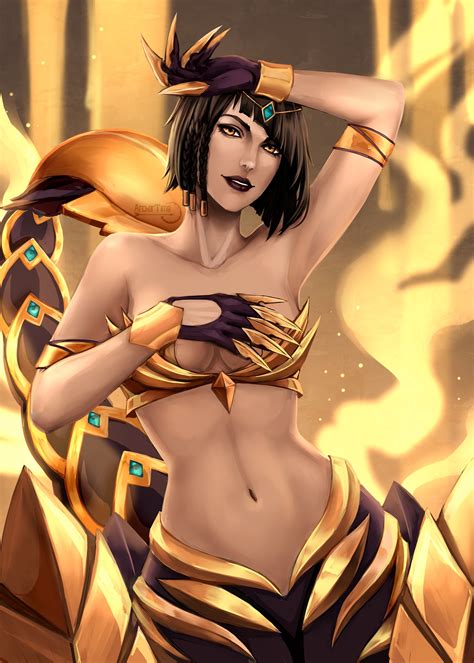 Rule 34 Archertime Arm Above Head Armpit Belly Button Black Hair Black Lipstick Breasts Claws