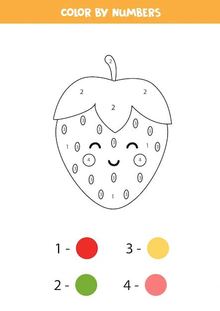 Premium Vector Color Cute Kawaii Strawberry By Numbers Educational