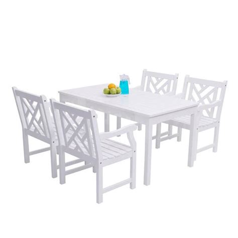 Vifah Bradley Acacia White 5 Piece Patio Dining Set With 32 In W Table