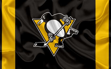 Download Wallpapers Pittsburgh Penguins Hockey Club Nhl Emblem Logo