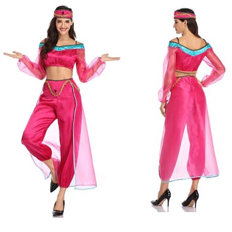 3pcs Set Sexy Princess Jasmine Costumes Suit For Adult Women Cosplay