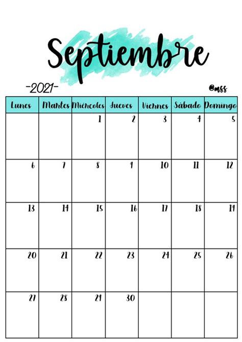 Septiembre 2021 Calendario Para Escribir Plantilla De Calendario