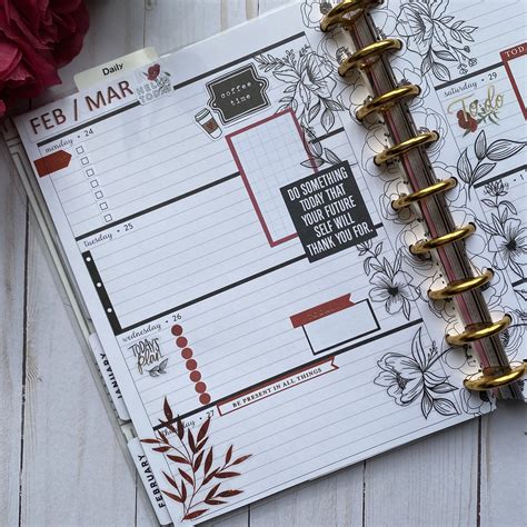 Classy Floral And Burgundy Happy Planner Layout Happy Planner Layout