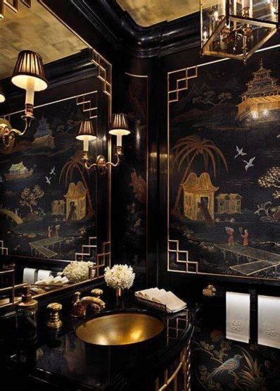 Powder Room With Chinoiserie Walls Scott Snyder Black Interior Design