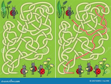 Ladybug Maze Stock Vector Illustration Of Easy Labyrinth 245732892