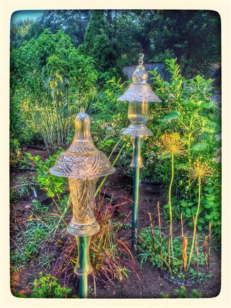 Glass Pagodas From Repurposed Glass At Sunrise Glass Garden Art