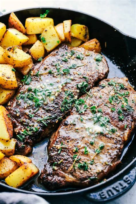 Skillet Garlic Butter Herb Steak And Potatoes Healthy