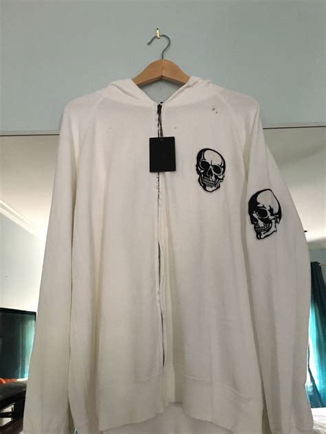 number n ine white double skull hoodie grailed