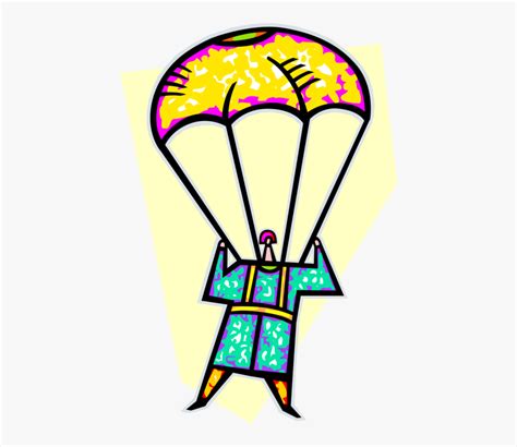 Vector Illustration Of Parachutist Parachuting To Earth Free