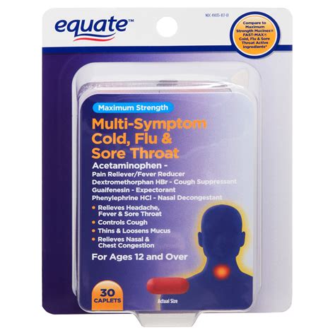 Equate Maximum Strength Multi Symptom Cold Flu And Sore Throat Medicine