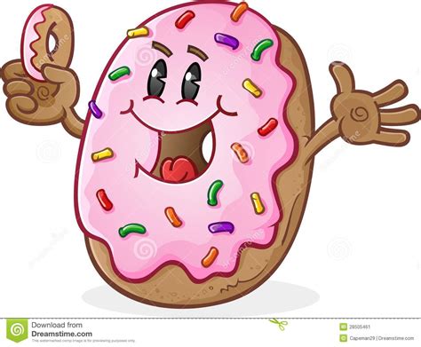 Frosted Donut Cartoon Character With Sprinkles Stock Vector