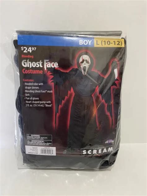 Bleeding Ghost Face Boys Costume Large 10 12 Halloween Scream New
