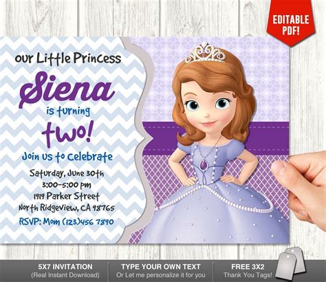 Sofia The First Invitation My Party Templates
