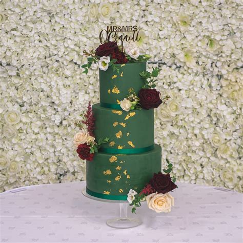 3 Tier Green Gold Leaf Wedding Cake Gabi Bakes Cakes