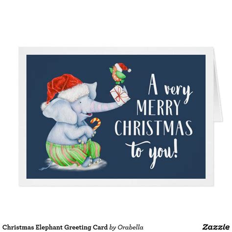 Christmas Elephant Greeting Card Zazzle Christmas Elephant Merry Christmas Card Greetings