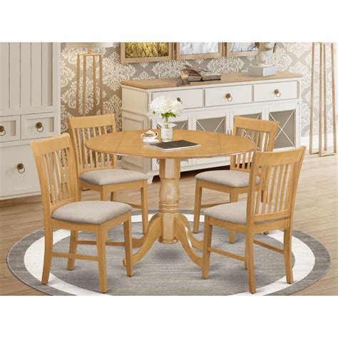 Dlno5 Oak C 5 Pc Small Kitchen Table Set Round Kitchen Table And 4