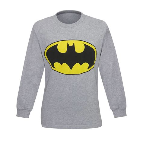 Batman Symbol Heather Gray Long Sleeve Mens T Shirt