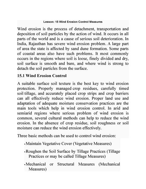 Wind Erosion Control And Method Lesson 15 Wind Erosion Control