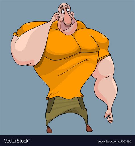Cartoon Muscle Guy Bodybuilder Thoughtfully Vector Image