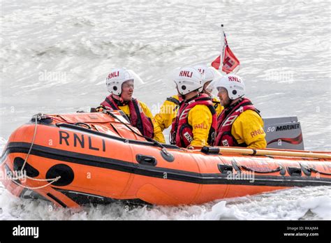 South Coast Rnli Inshore Lifeboat Crew Training Session Eastbourne Uk