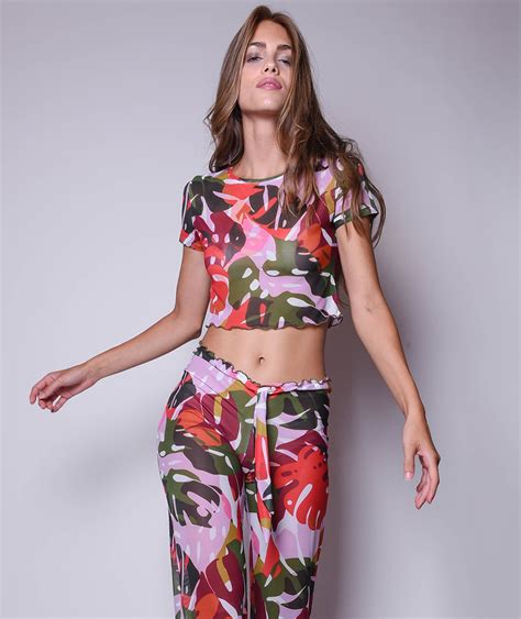 Otro Amor Top In Tulle Stampato Donna Beachwear Otro Amor Donna Shop Online Su Yupi