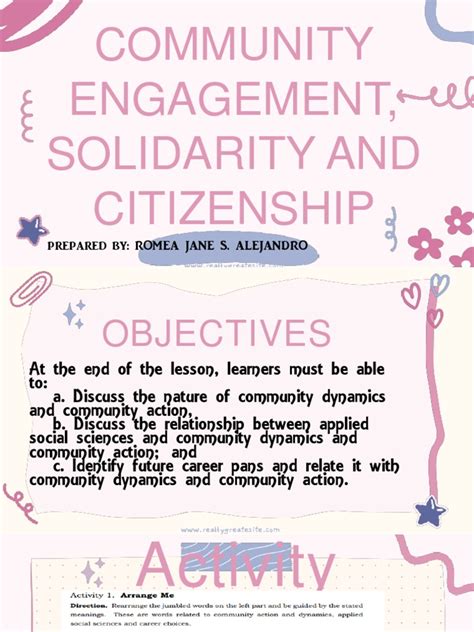 Community Engagement Solidarity And Citizenship Lesson 1 Pdf