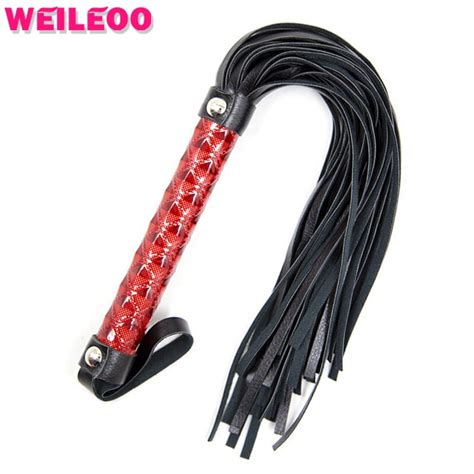 Red Wove Handle Whip Flogger Spanking Paddle Slave Bdsm Sex Toys For