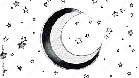 Hand Drawn Moon And Stars Sketch For Infographics Website App And