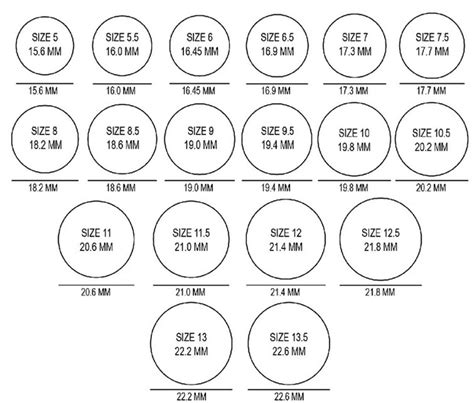 Ring Sizing Chart Tonimay