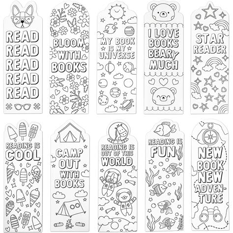 Printable Bookmarks To Color For Kids Ten Printable Bookmark Coloring