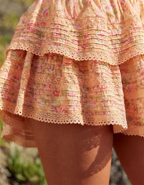 Aerie Rock N Ruffle Printed Mini Skirt