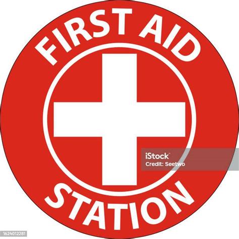 Floor Sign First Aid Station Stock Illustration Download Image Now