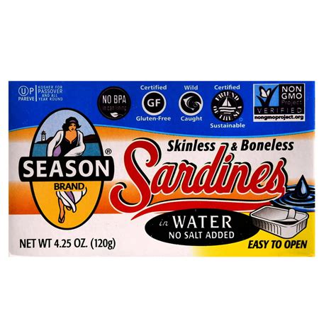 4 Pack Season Skinless And Boneless Sardines In Water 425 Oz