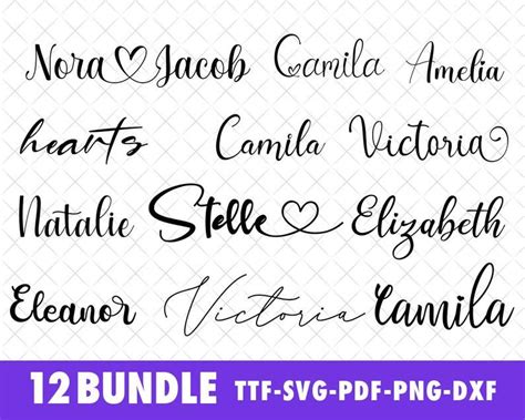 Font With Hearts Bundle Font With Tails Cursive Font Heart Etsy In