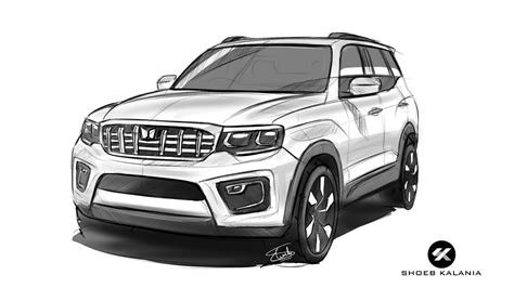 2022 Mahindra Scorpio How To Draw A Car Sketch Youtube