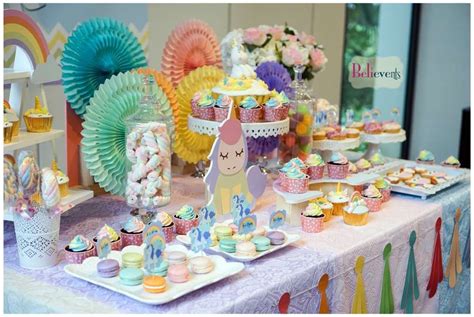 Laeacco Birthday Rainbow Unicorn Communion Party Kid